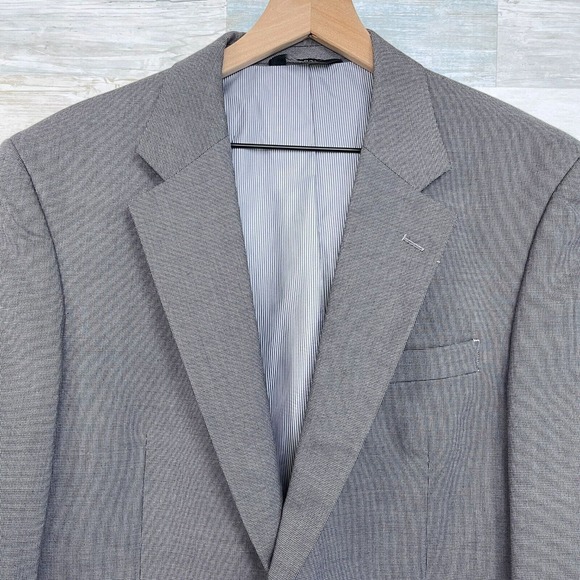 Jos A Bank Birdseye Suit Gray Cotton Wool Mens 40L Jacket 34x30 Pleated Pants - Picture 3 of 16